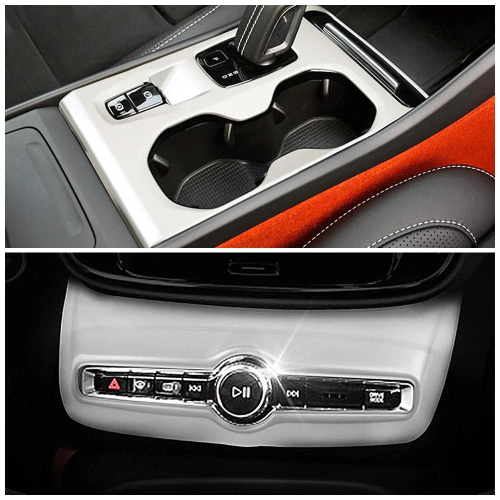 For Volvo XC40 2019-2024 Car Styling Interior Accessories Central Console Decoration Frame Cover Trim ABS Silver Sticker