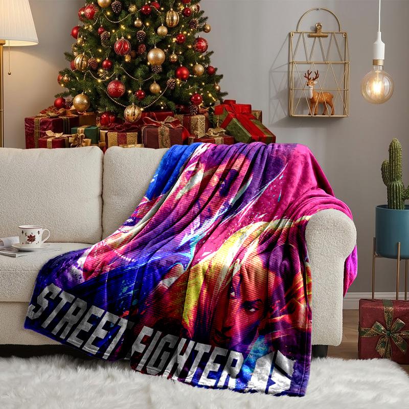 Fighter Game Throws Blanket Flannel Blankets Plush for Couch Bed Gifts for Men Women Travel Picnic Blanket Christmas Fan Gifts
