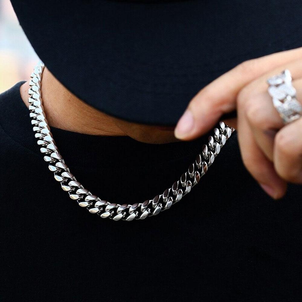 5mm/7mm/9mm Steel Cuban Chain Necklace for Women Men,Waterproof Silver Color Unisex Miami Curb Link Chain Choker 50cm