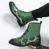 Winter New Fashion Snakeskin Pattern Mixed Motorcycle Ankle Boots Pointed High Tops For Men Flats All Match Shoes Zapatos Hombre