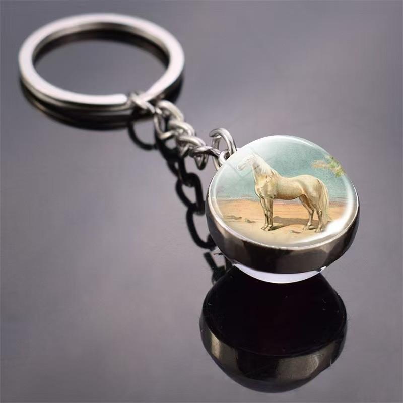 Glass Key Tag With Animal Motif And Round Shape For Gift And Everyday Carry