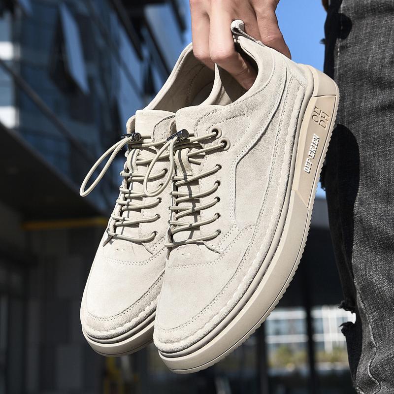 Fashion High Quality Popular Comfortable and Soft Genuine Leather Men's Casual Shoes Lace Up Sneakers Man Flats Walking Low Cut Shoes