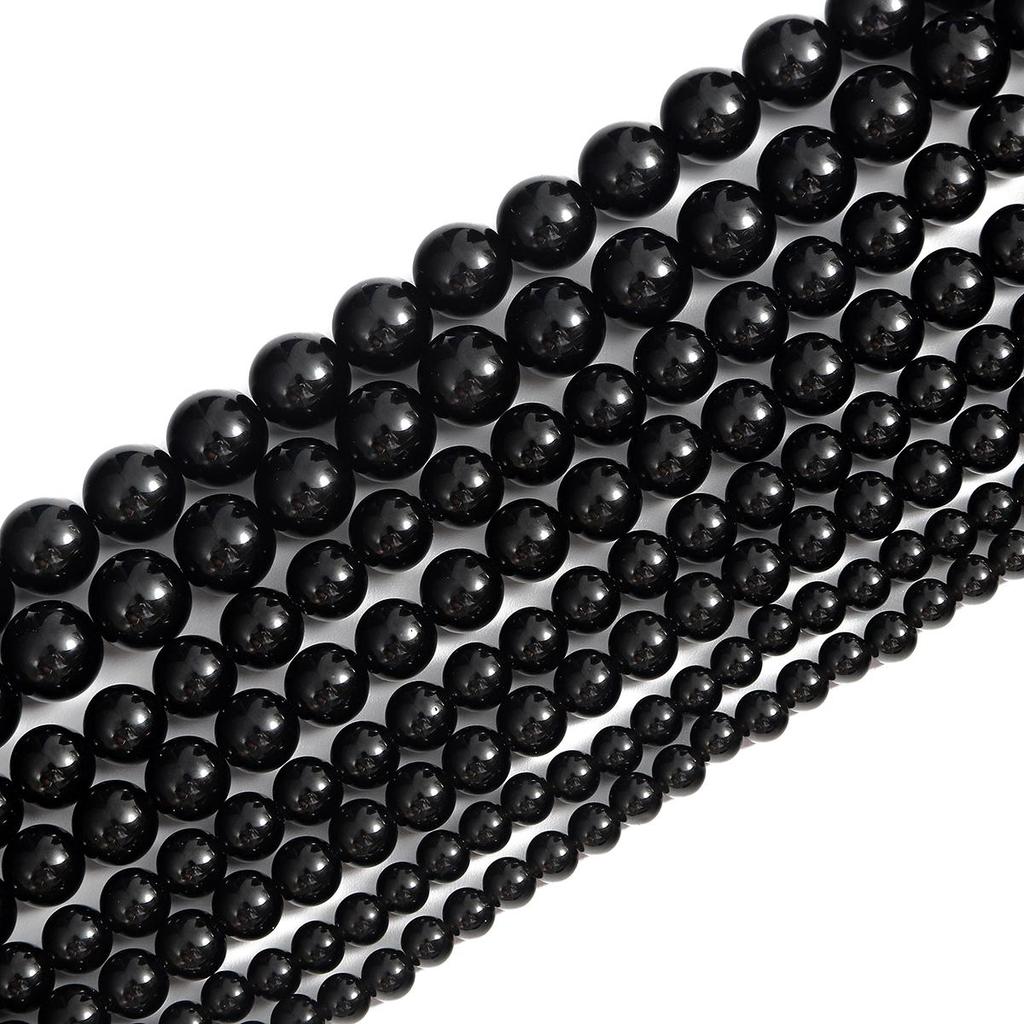 32-62 stk natursteinperler svarte obsidian runde perler for smykkelaging DIY armbånd halskjede
