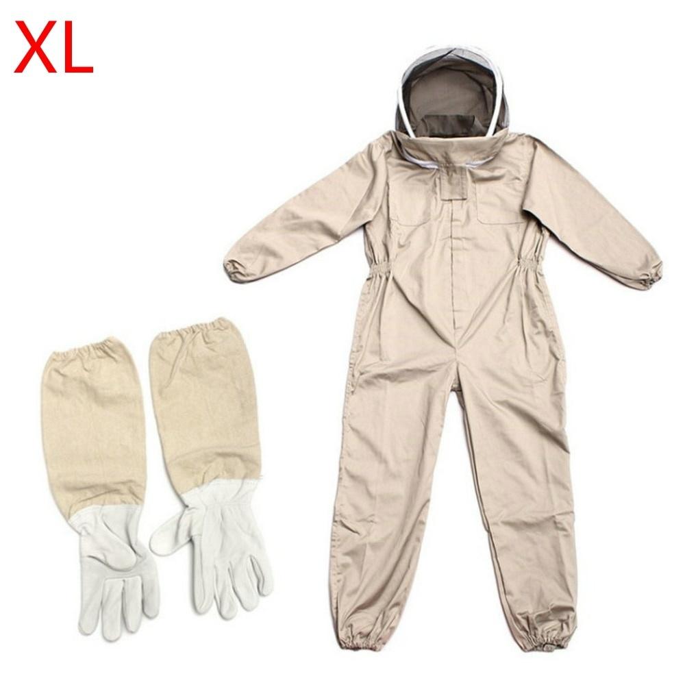 Professional Ventilated Full Body Beekeeping Bee Keeping Suit W/ Leather Gloves