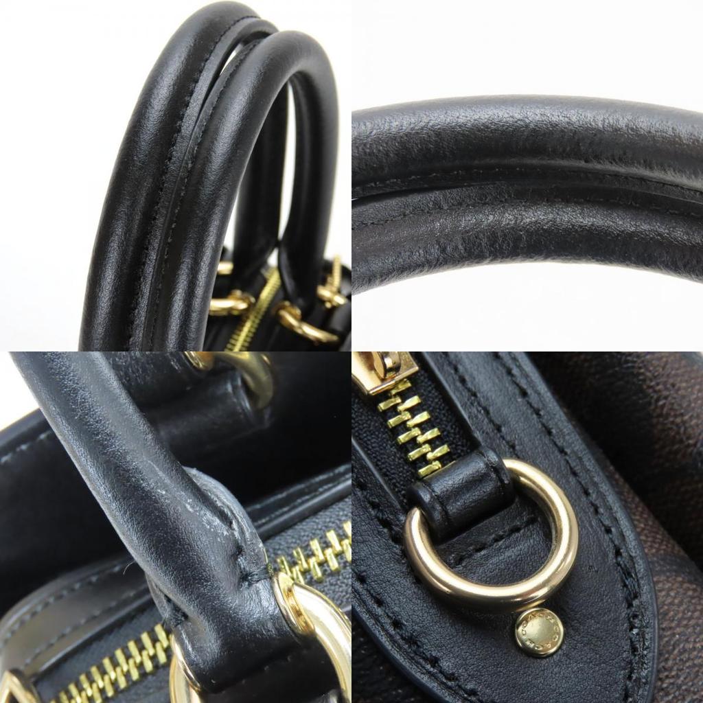 Used COACH Handbag 91494 Signature PVC/leather Dark brown black Shoulder