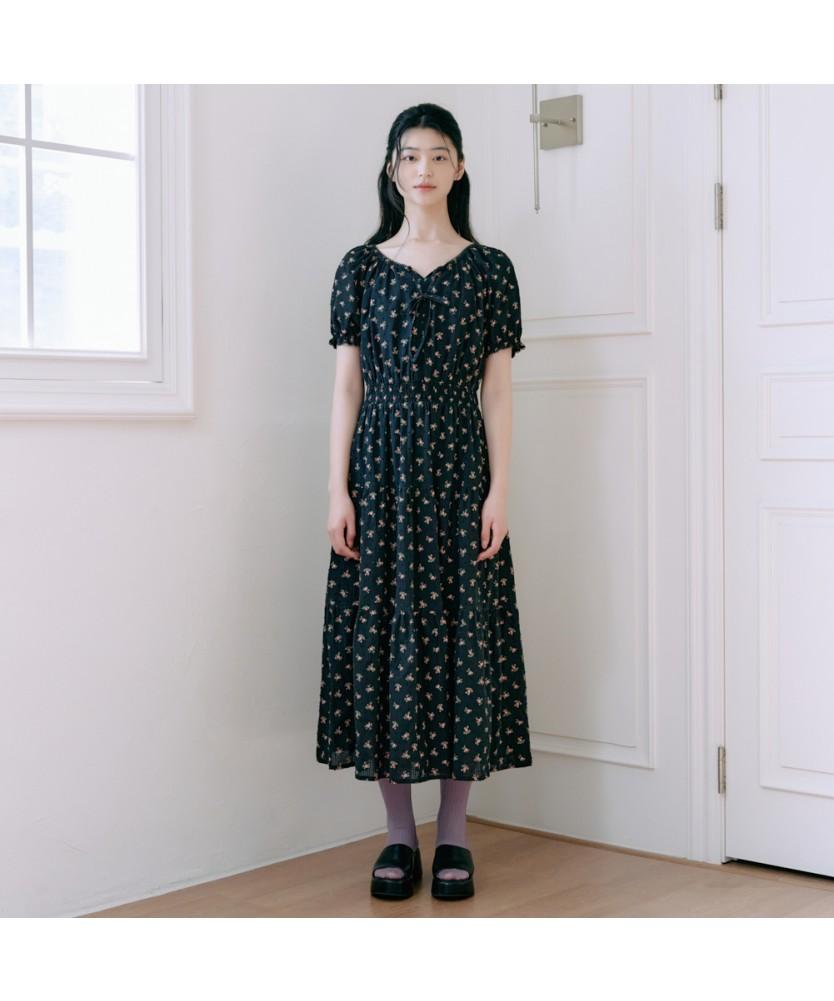 THURSDAY ISLAND Flower Puff Sleeve Long Dress_T264Mop250W