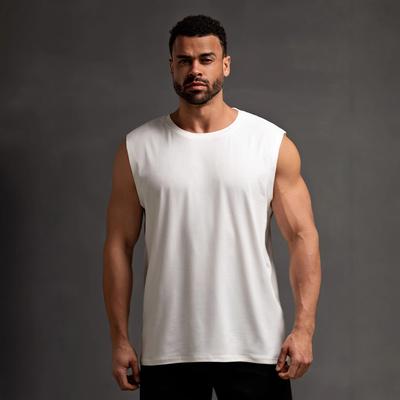 Solid Color Sleeveless T-shirt Fitness Loose Sports Vest Men's T-shirts
