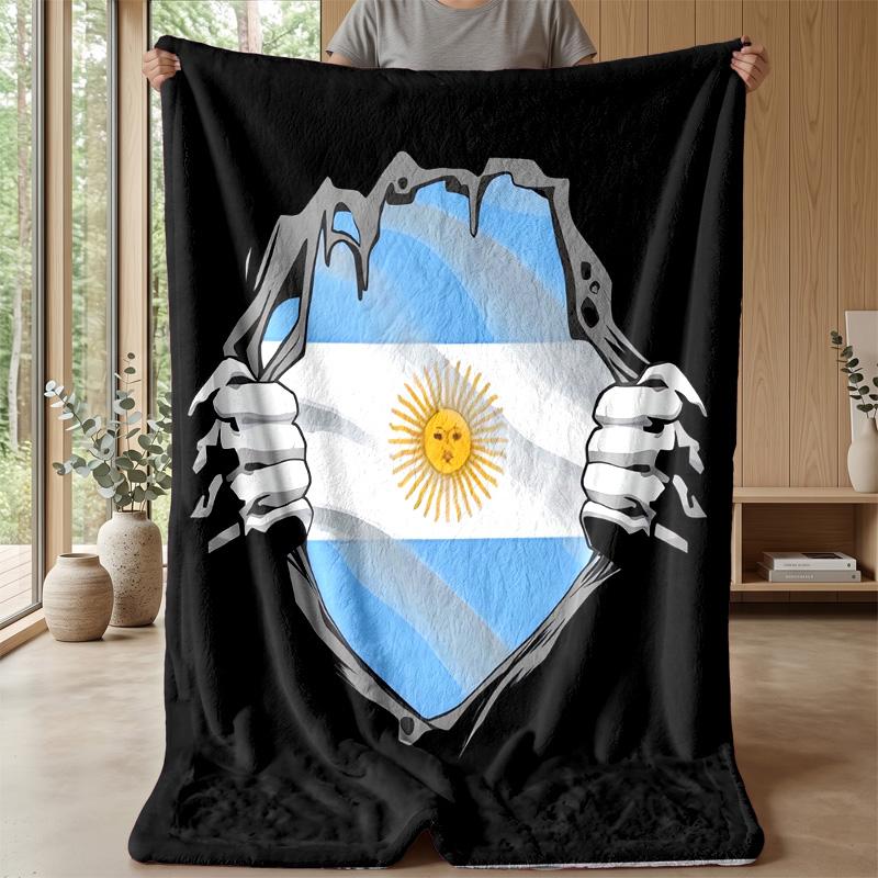 Argentinische Nationalmannschaft Thema Decke Weiche Flanelldecke Plüsch Überwurfdecke Gemütliche Sofa Bettdecke für Heimdeko