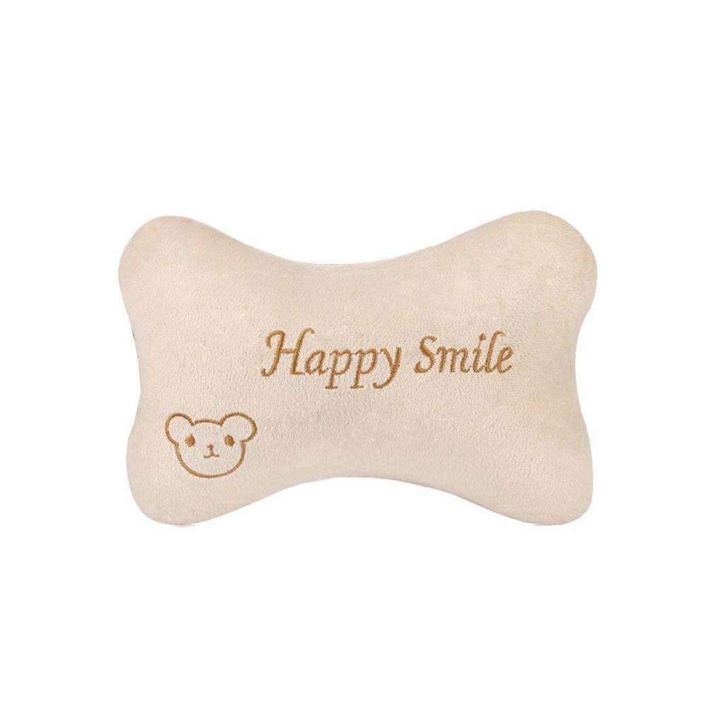 

Plush Double Neck Pillow Little Bear Pattern Backing Block Cute Cartoon Car Headrests бежевий