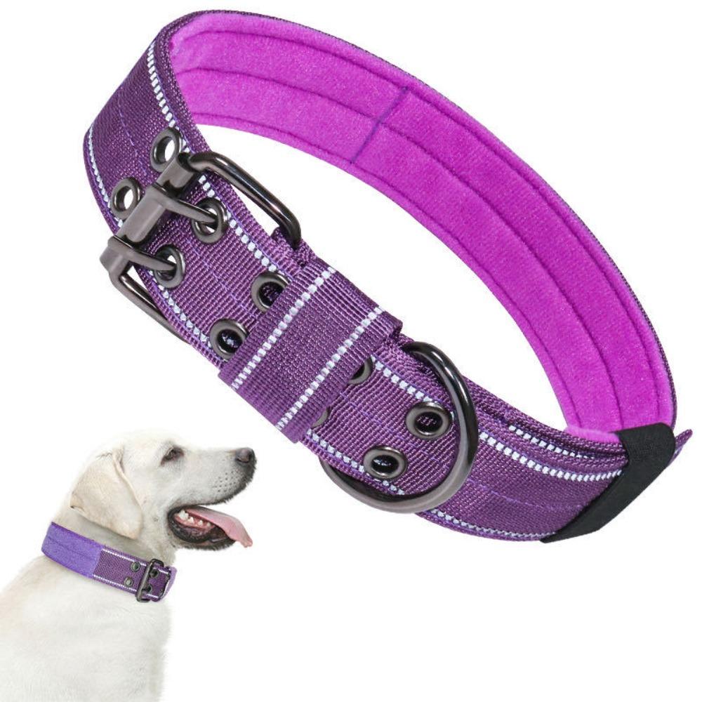 

Collars Harnesses Leads Nylon Tactical Dog Collar Breathability Adjustable Heavy Duty Metal Training Collar Pet Products M фиолетовый