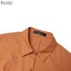 ZANZEA Women Casual Turn Down Collar Solid Color Short Sleeve Elegant Dress