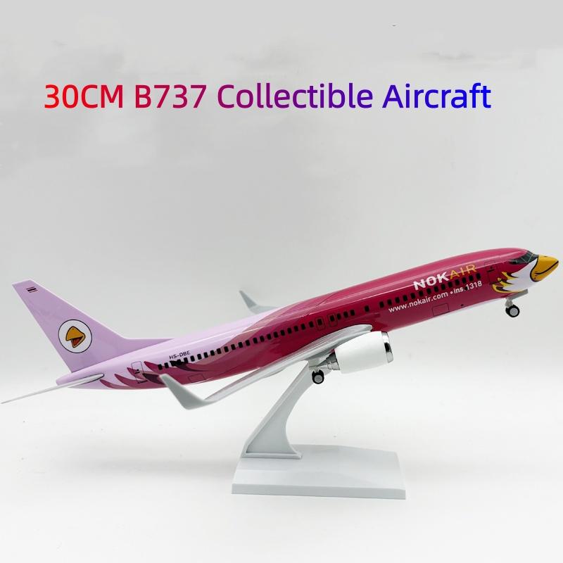Scale Plane 30CM B737 Alloy Metal Airplane Model Thailand Nok Series Aircraft with Base Collection Display for Adult