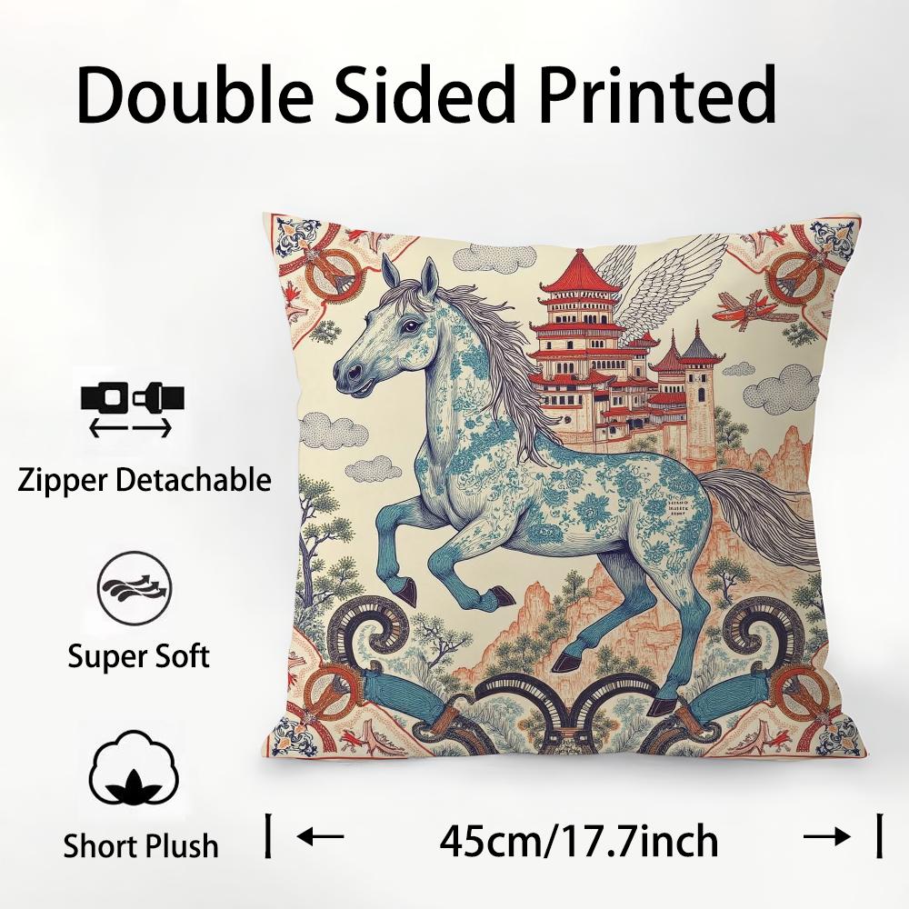 Luxury Dream Pegasus Pillow Case Plush Fabric Soft Double Sided Print Sofa Cushion Cover Throw Pillow Covers