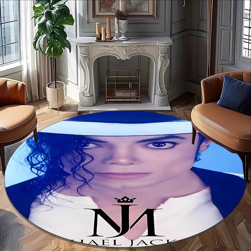 1pc Michael Jackson Carpet, Round Rug, Comfortable, Suitable for Entryways, Living Rooms, Office, And Bedrooms, Christmas Decoration