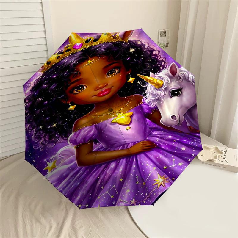 

1PC princess unicorn Umbrella-8-Rib Reinforced Portable Folding Travel Suitable for All Seasons Outdoor Daily Use -J0407
