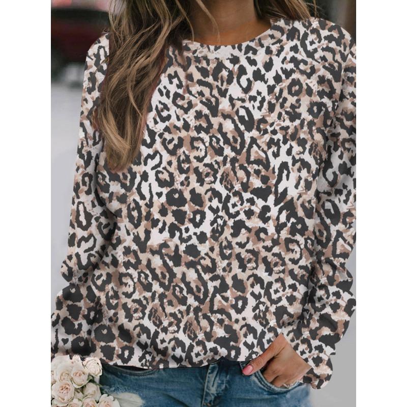 Outdoor Women's T-Shirt Casual Long Sleeve Pattern Print Street Crew Neck Fall Female Oversized Clothing Fashion T Shirts