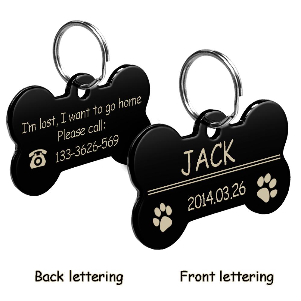 Medagliette Personalizzate per Cani Gatto Cucciolo ID Nome Collare Targhetta Ciondolo Accessori per Animali Osso/Zampa Glitter