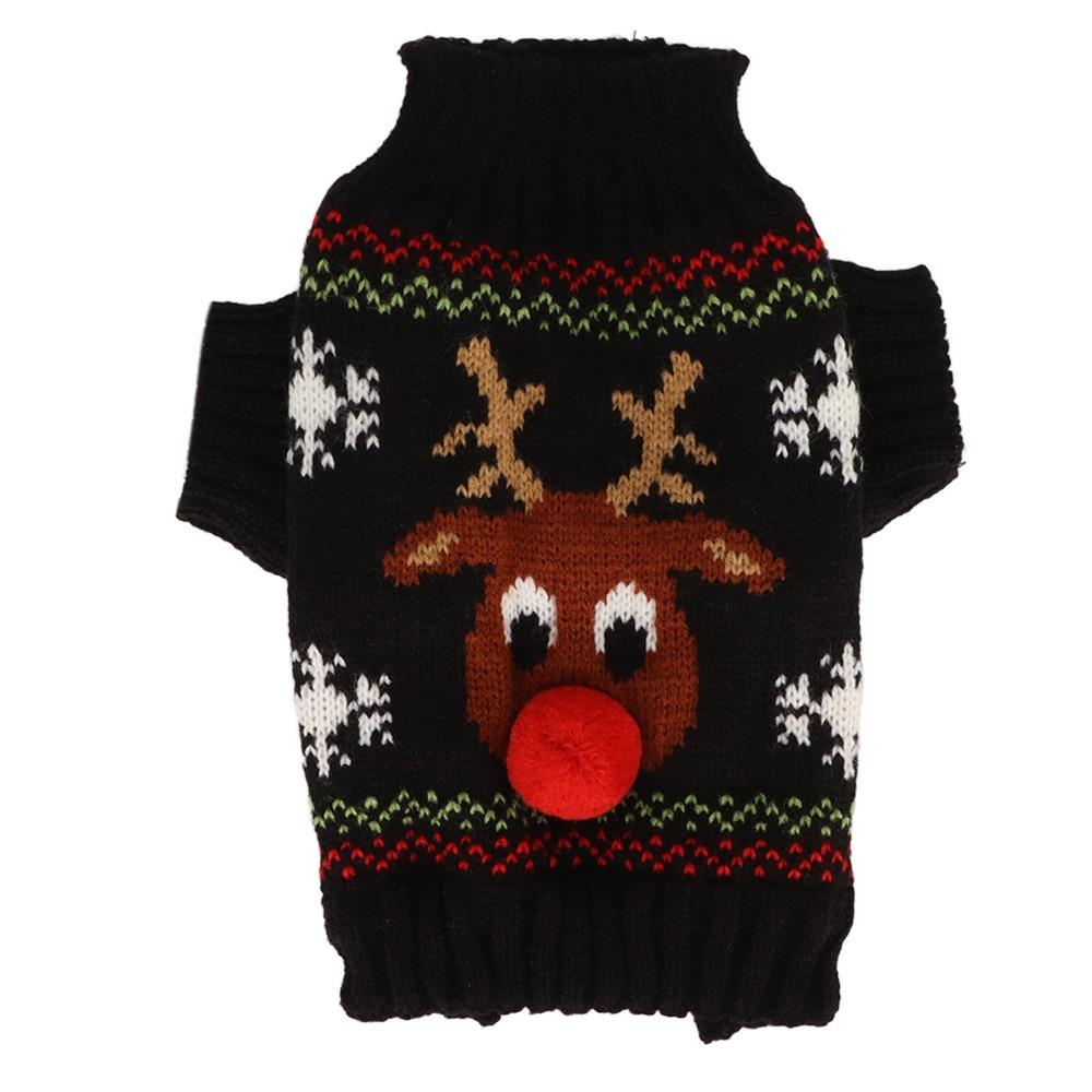 Soft Reindeer Dog Sweater Stretchy Cat Winter Apparel Festive Dog Holiday Costume  Outdoor Walking