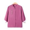Plus-Size Chinese Style Seven-Sleeve Cardigan Shirt for Middle-Aged and Elderly Women