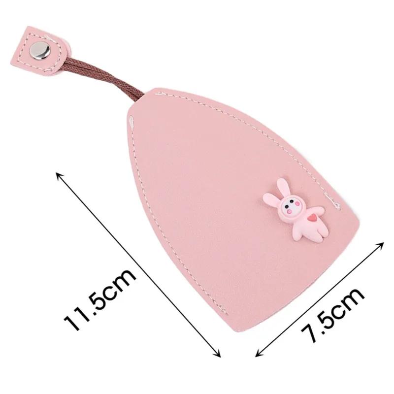 Pull Out Car Key Cover Cartoon Rabbit Unisex Keychain Pouch Automatic Big Capacity Key Housekeepers PU Leather Key Holder Case