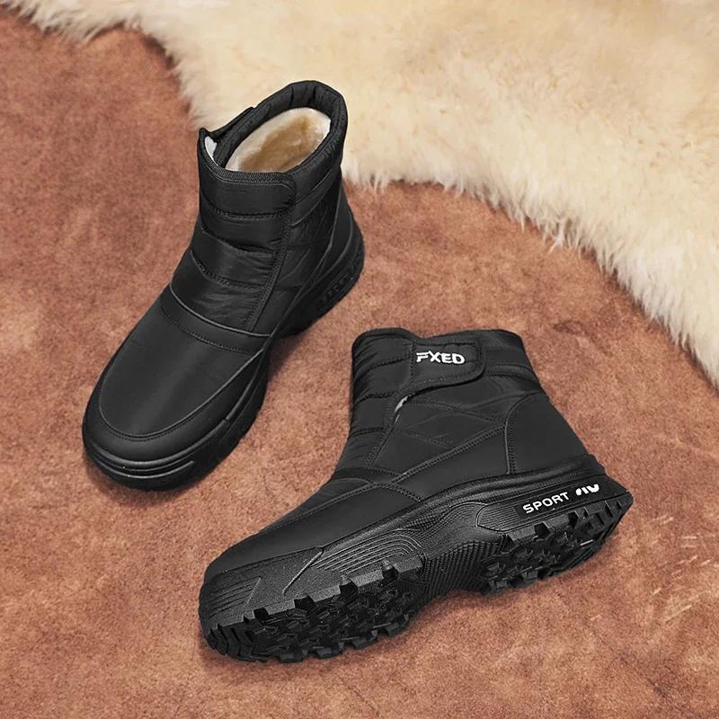 Klassischer Herren-Schneestiefel Herren Warme High Tops Warm Rutschfest Abriebfest Dick Plüsch Trendige Allround-Stiefel für Herren Baumwollschuh