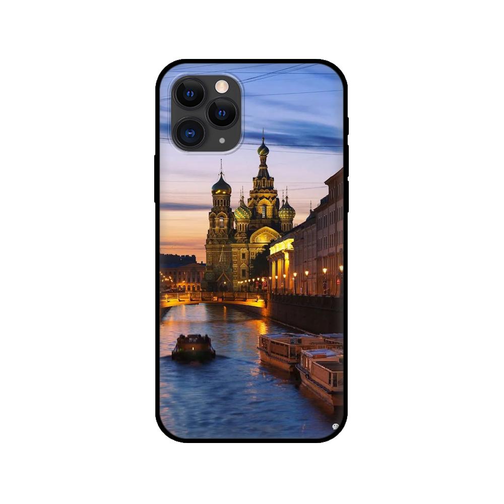 Black tpu case for iphone 5 5s se 2020 6 6s 7 8 plus x 10 XR XS 11 12 mini pro MAX back Russian Moscow Saint Petersburg