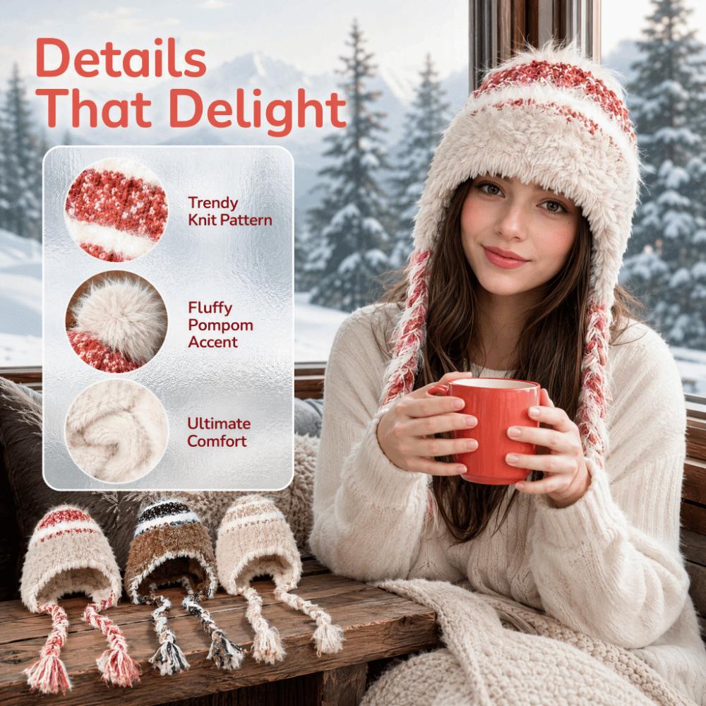 Warm Winter Hat Ear Protection Beanie Hats Cute Knitted Cap  Outdoor