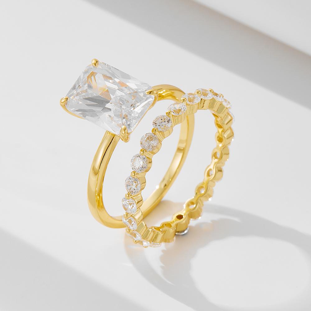 Classic Elegant Fine Jewellery Ring Set Custom Wedding Jewelry S925 Sterling Silver Zircon Fine Engagement Rings for Women