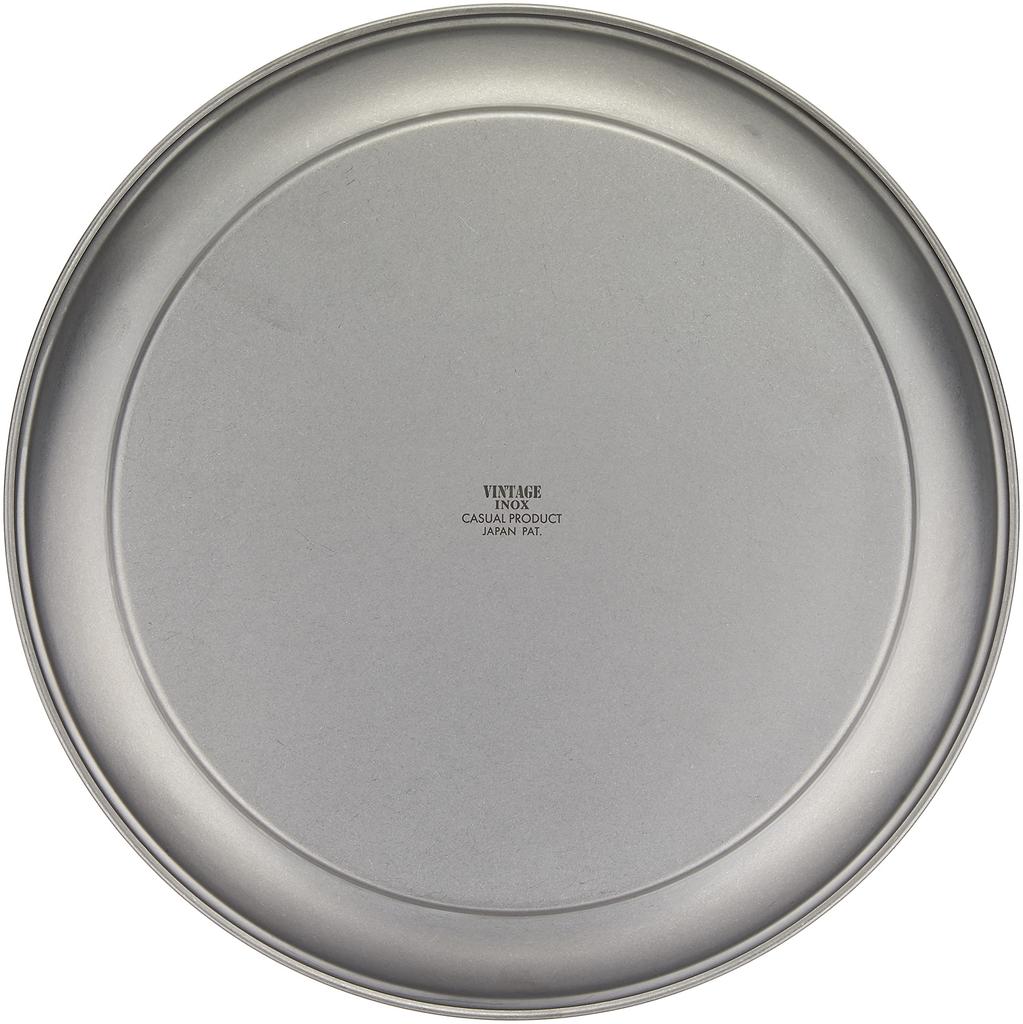 Vintage Inox Round Serving Tray, 26cm, Made In Japan, Authentic VINTAGEINOX. Ideal for Cafes and Restaurants. Stainless Steel, Aged Finish,