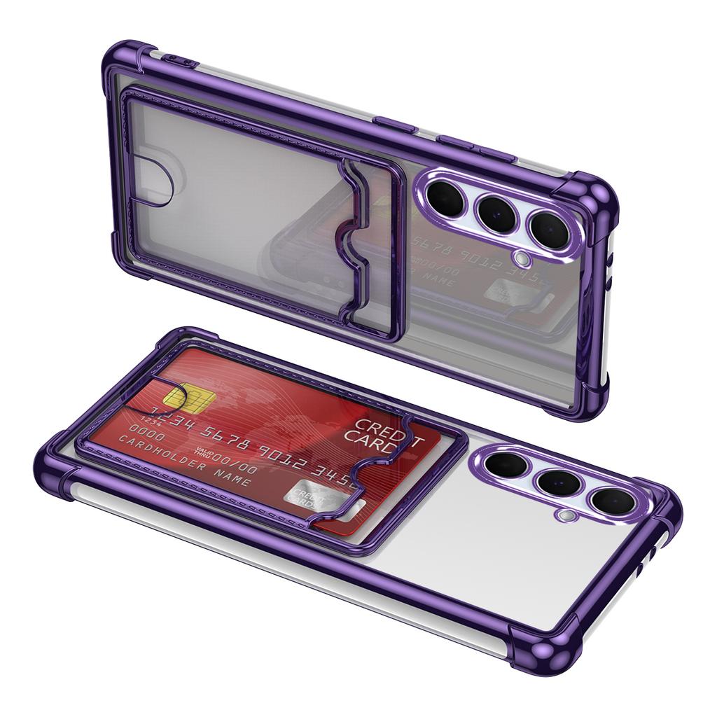 Card Slot Bag Clear Case For Samsung S26 S25 Edge S24 S23 S22 S21 S20 Note 20 Ultra Plus FE A56 A36 A26 A16 A06 Plating Cover