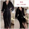 Women's Plus Size Velvet Slit Cami Sleep Dress with Robe for Fall Winter