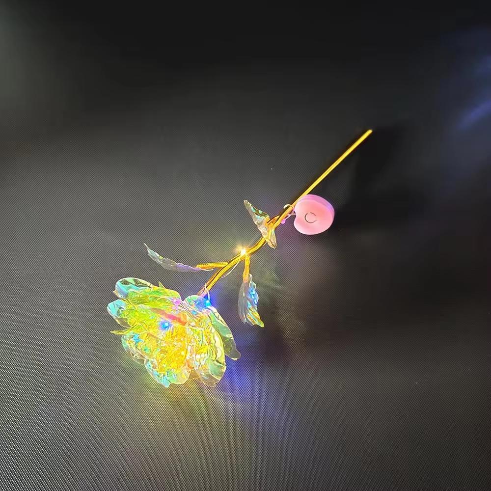 2pcs Led Valentine's Day Mother's Day Gift 24K Foil Plated Roses Artifical Flowers Wedding Decor Lighting Roses Creative Gift