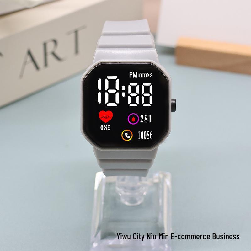 LED Sports Heart Square Watch for Junior High Boys & Girls - Korean Style