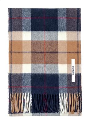 Chameau Marine Cachemire et Laine Plaid et Carreaux Laine Marque [cumaco] 15. Écharpe, Motif, Unisexe, Grande, Épaisse, Mélange, Nom, Cadeau, Marron, Marine,