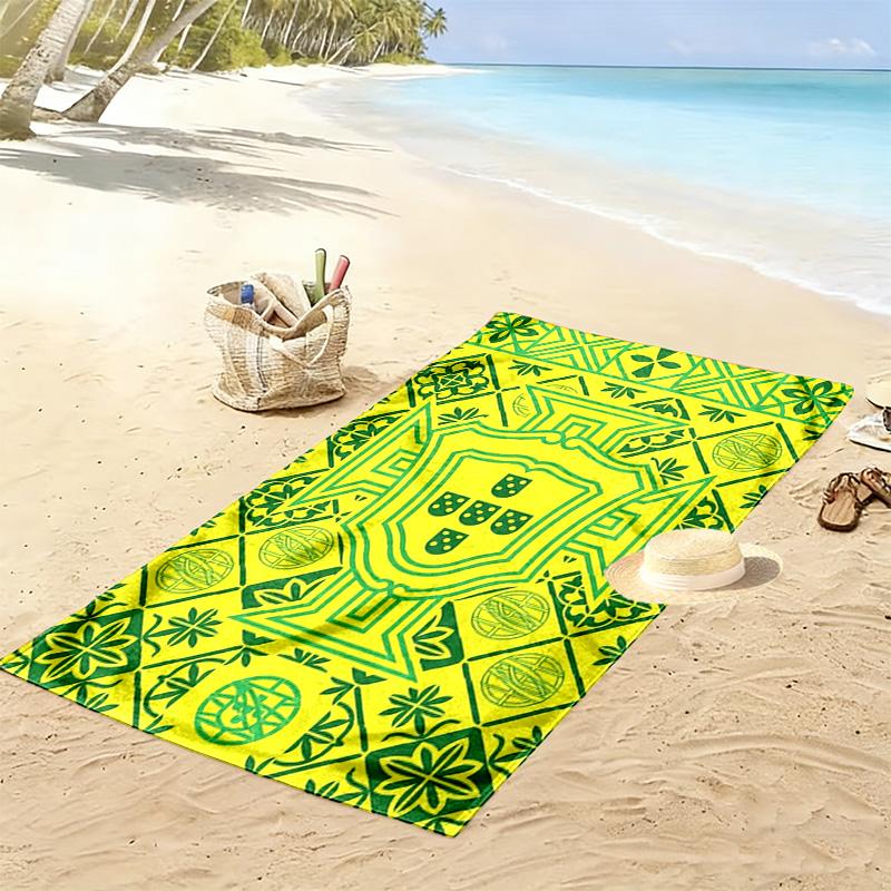 Portuguese Heritage Royal Emblem Beach Towel Beach Towel for Vacation Photos Portable for Travel Outdoor Pool Towel Seaside Absorbent Bath Towel