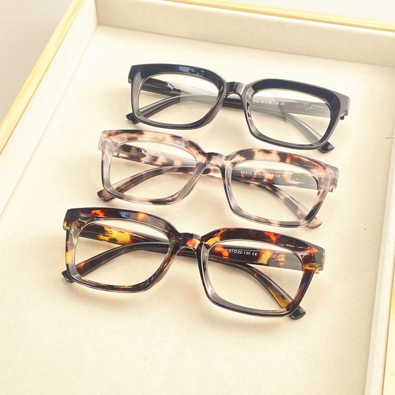 Trendy and Fashionable Square Reading Glasses with Spring Hinges - Tortoiseshell Shell, Solid Brown and Leopard Print Frame