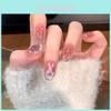Cute New Style Handmade Wearable Nail Stickers Lovely Strawberry Cat Eye Medium Short Nail Patch