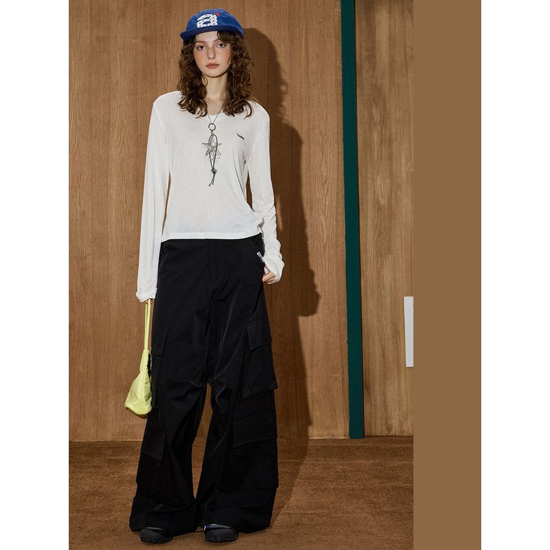 Coolhut2025 Autum Women's White Fashionable Simple Versatile Loose Versatile T-Shirt