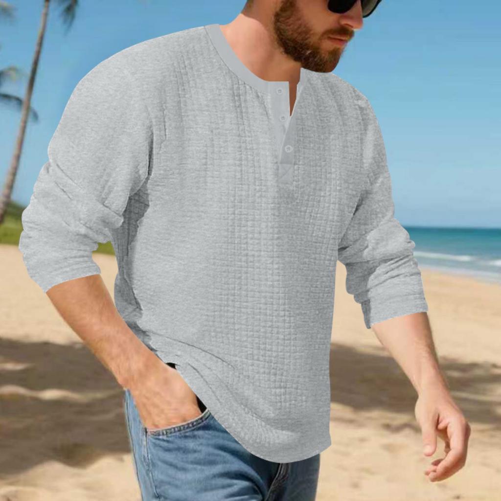 Men's Vintage Long Sleeve T-Shirt | Loose Fit Thermal Base Layer For Casual & Layering