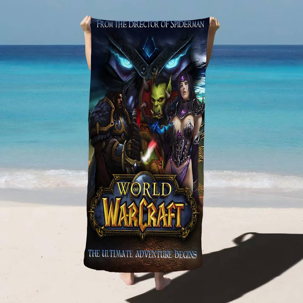 W-World Of Games W-Warcraftes Microfiber Printed Beach Towel Mountain Climbing Yoga Beach Swimming Running Absorbent Soft Towel
