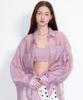 OPENING SUNSHINE See-Through Lace Silky Shirt Pink