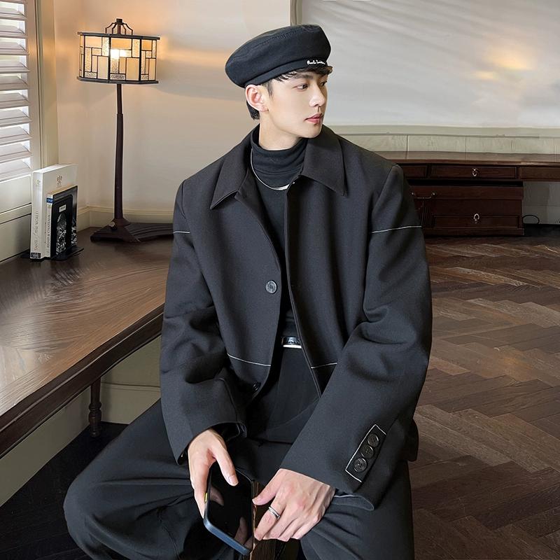 2024 Autumn New Mens Short Jacket Casual Suit Lightweight Loose Windbreaker Spring Lapel Top Regular Length Coats