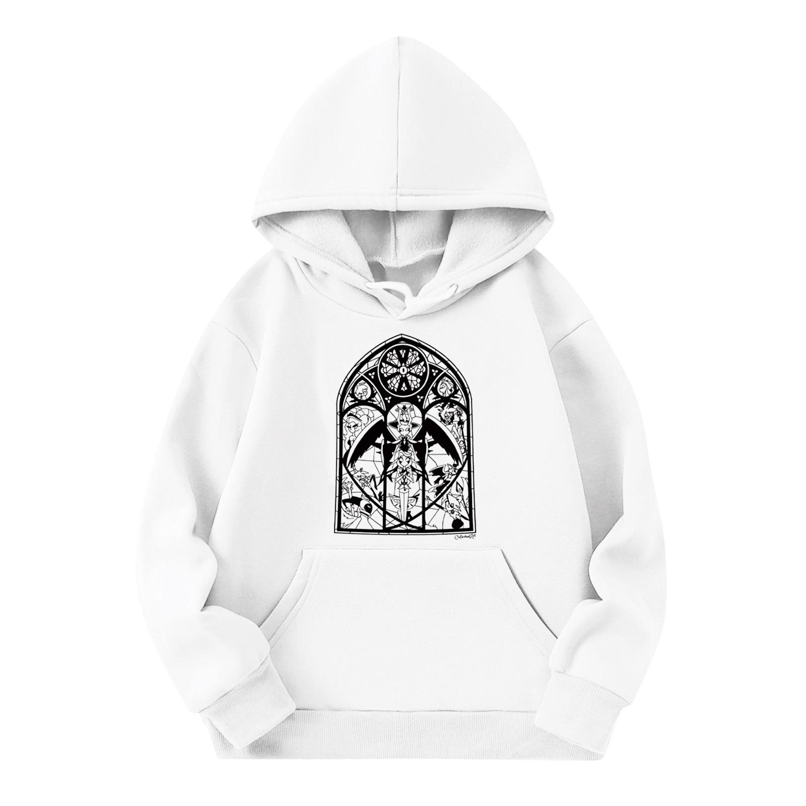 

Детская мода Легкий пуловер с длинным рукавом с карманами Толстовка с принтом 160 белый