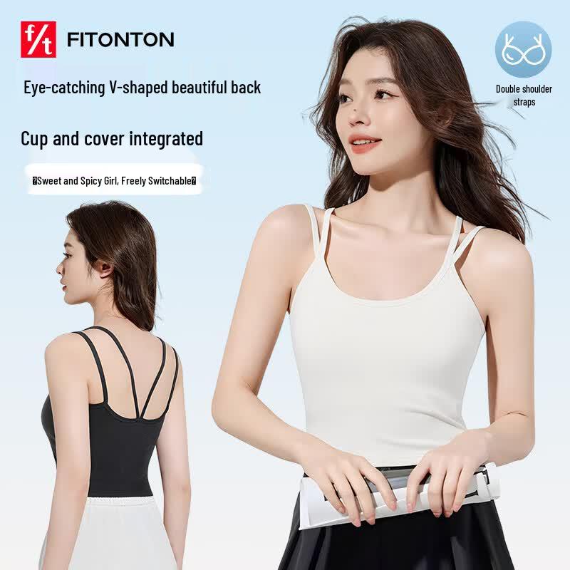 FitonTon Women s V-Back Built-in Bra Camisole One Size (80-120)