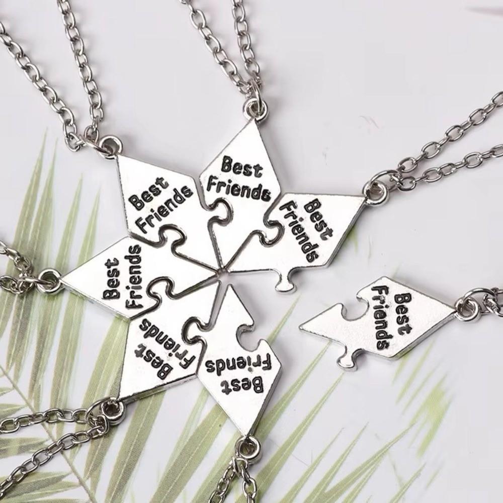 Zinc Zinc Alloy Best Friend Necklace Silver Multi-person Splicing Necklace Friendship Necklace  Unisex