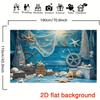2D Beach Nautical Tapestry, Starfish Seashell & Fishing Net Background