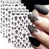Gothic Black Sticker For Nails Elegant Wedding Laced Designs Spooky Halloween Bat Skull Adhesive Foils Sliders Nail Art Decor