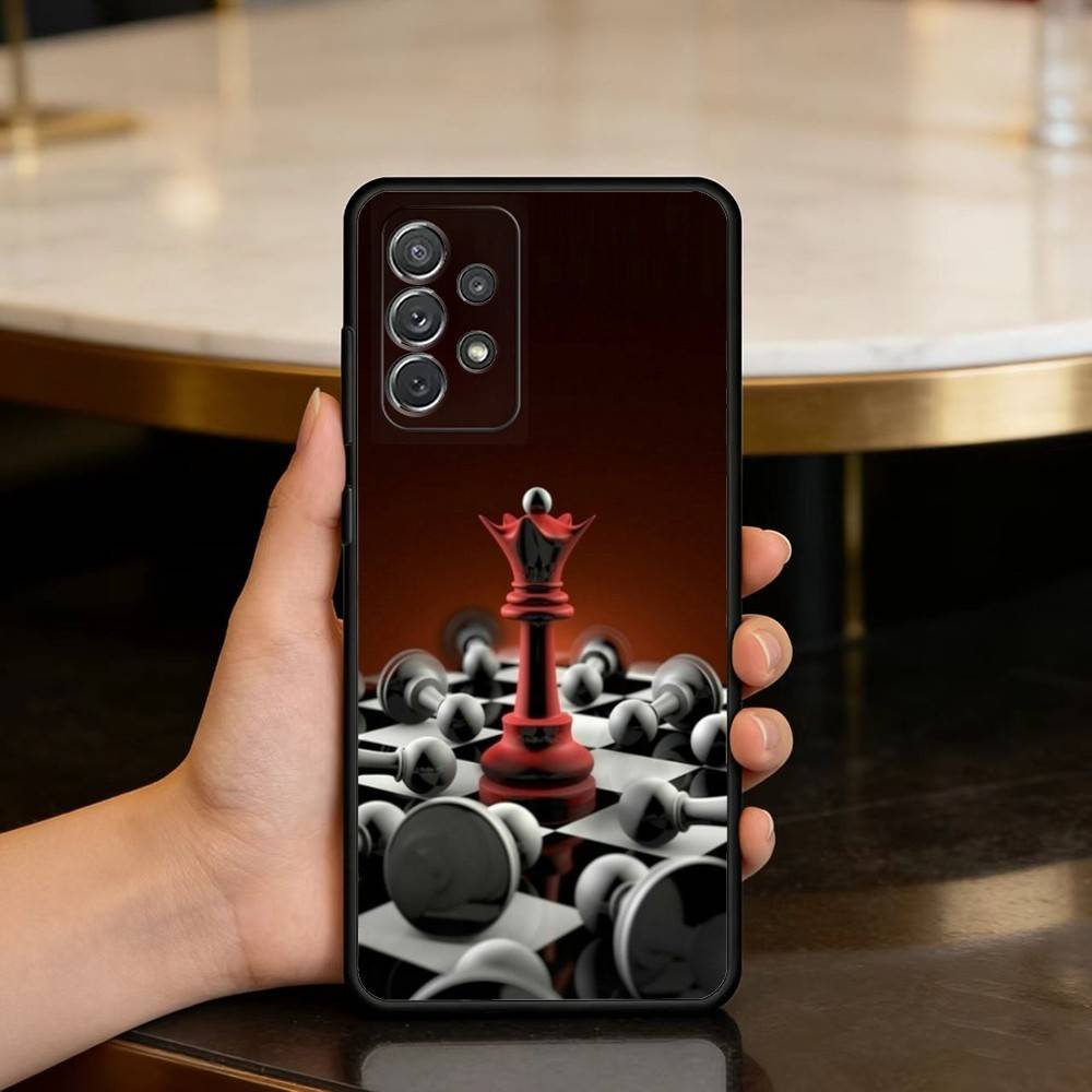 A-Art C-Chess Soft Silicone Black Cover Phone Case For Samsung Galaxy A73,A72,A71,A70,A53,A52,A51