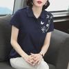 2023 Women's Summer Loose Cotton Lapel T-Shirt with Short Sleeves for Middle-Aged Women