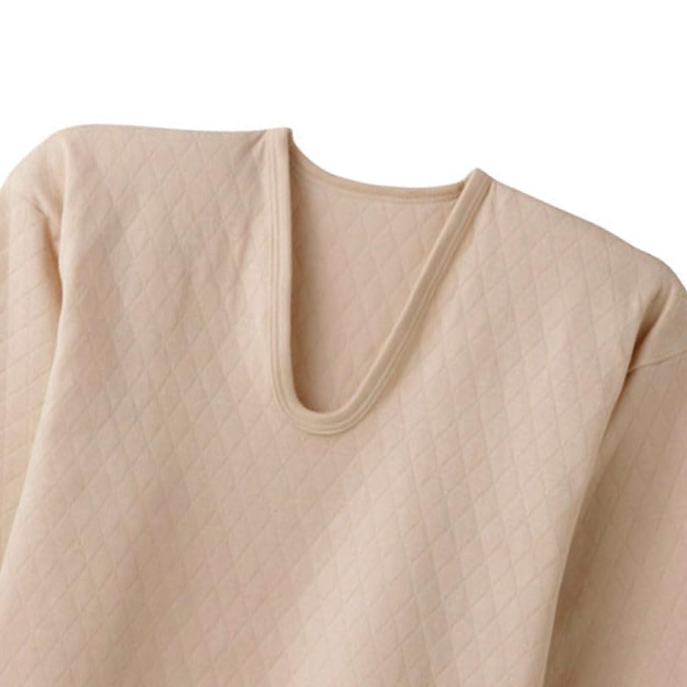 GUNZE KH6210 Inner Comfortable Seasonal Long Light Size LL Men's Shirt, Workshop, Wool-Blend Quilted, Sleeve, U-Neck, Beige, (NEW)